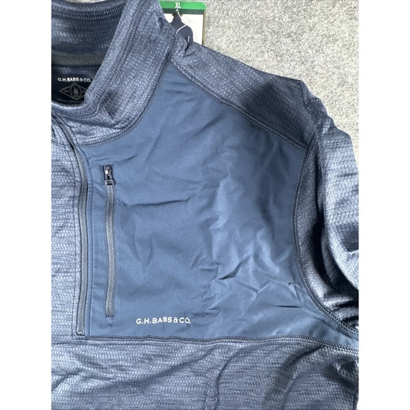 G.H. Bass & Co Mens Mixed Media 1/4 Zip Pullover Navy Blue XL Textured NWT - Picture 11 of 14